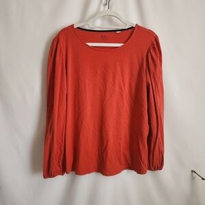 Boden Long Sleeve Scoop Neck Top in Coral Orange